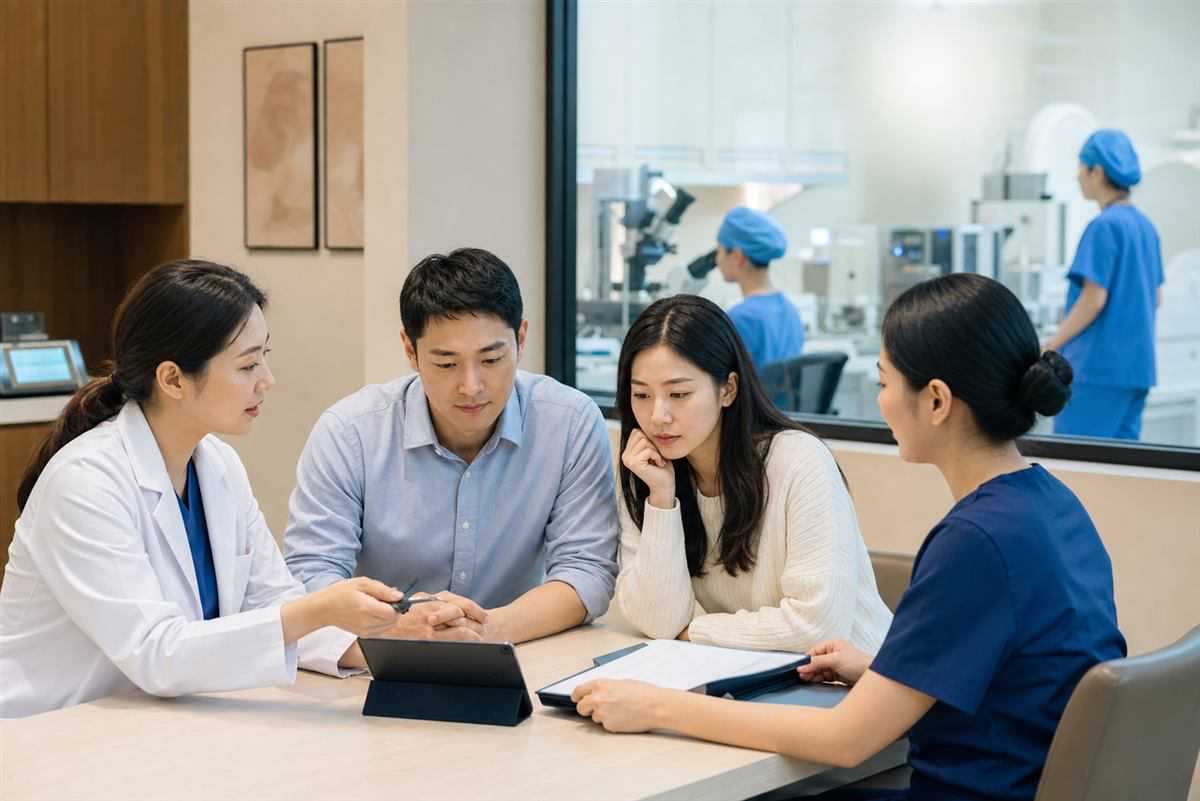 意向父母在海外生殖中心与医生和协调人员确认试管助孕流程